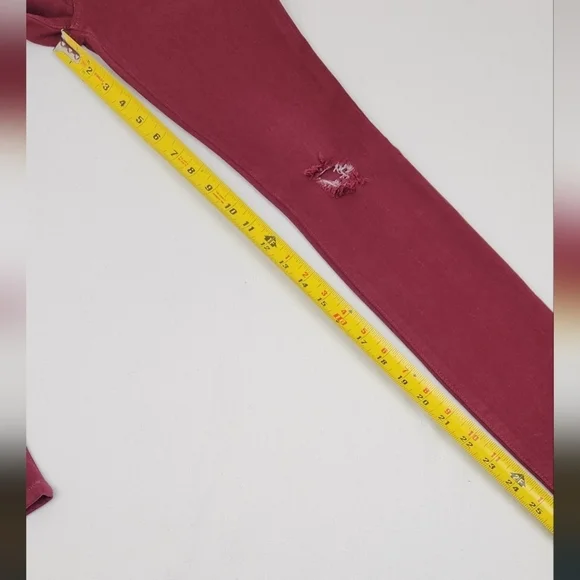 Hudson Made In USA Super Skinny Maroon Distressed Jeans - Picture 9 of 12